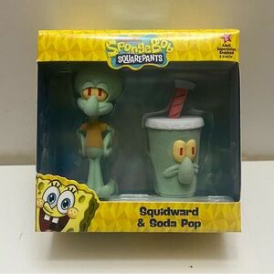 SpongeBob Squarepants Squidward & Soda Pop 2.25" Flocked Figures 2 Pack New